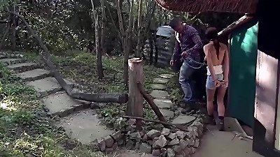 Lumberjacks have they black girls. The first victim. Part 2. She suffers blindfolded, while he paddling her perfect ass, and drills her in handcuffs.
