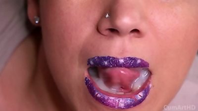 Close up blowjob and mouthful